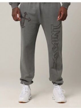 Men's Gray Graphic Joggers with Side Logo